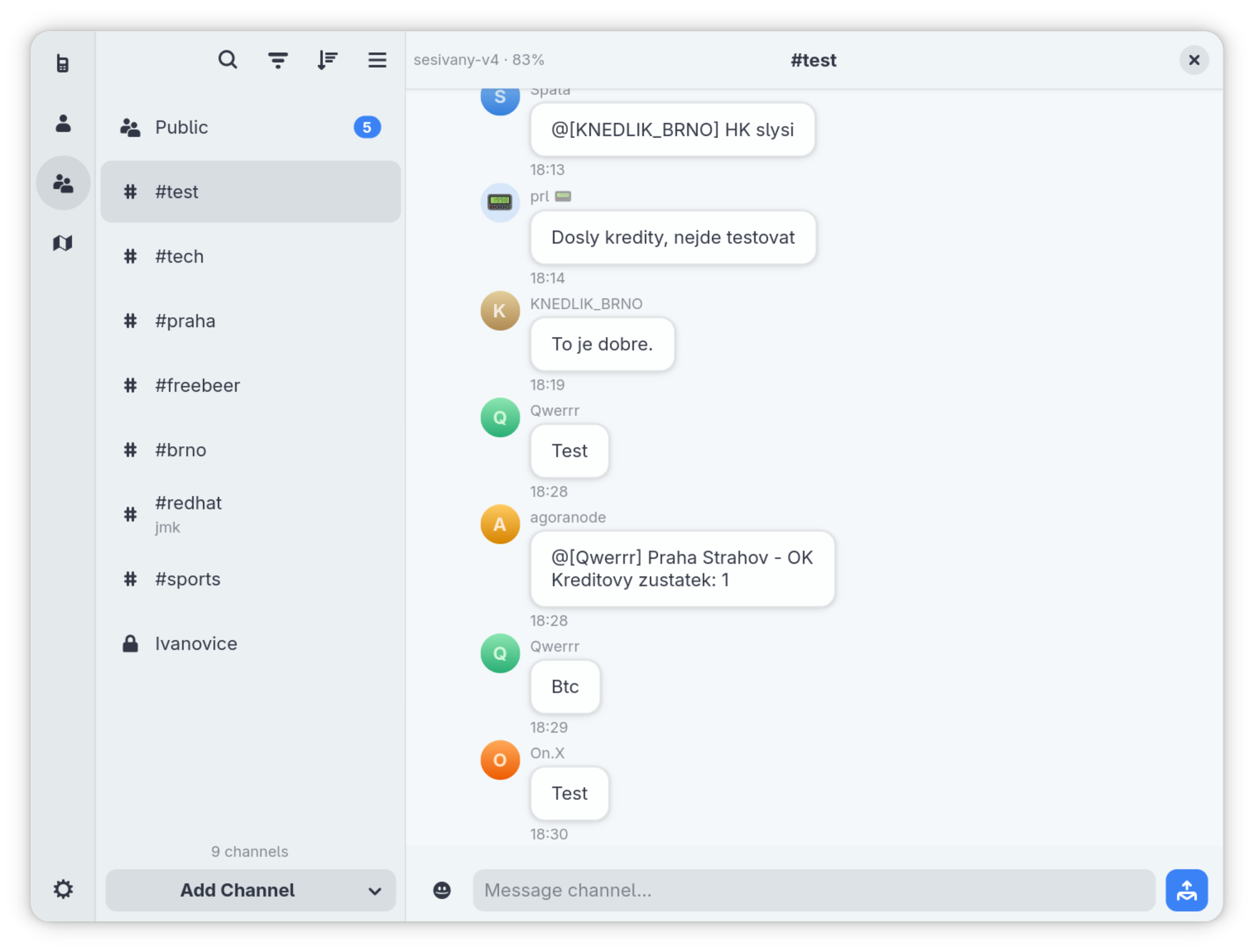 Channel messaging view