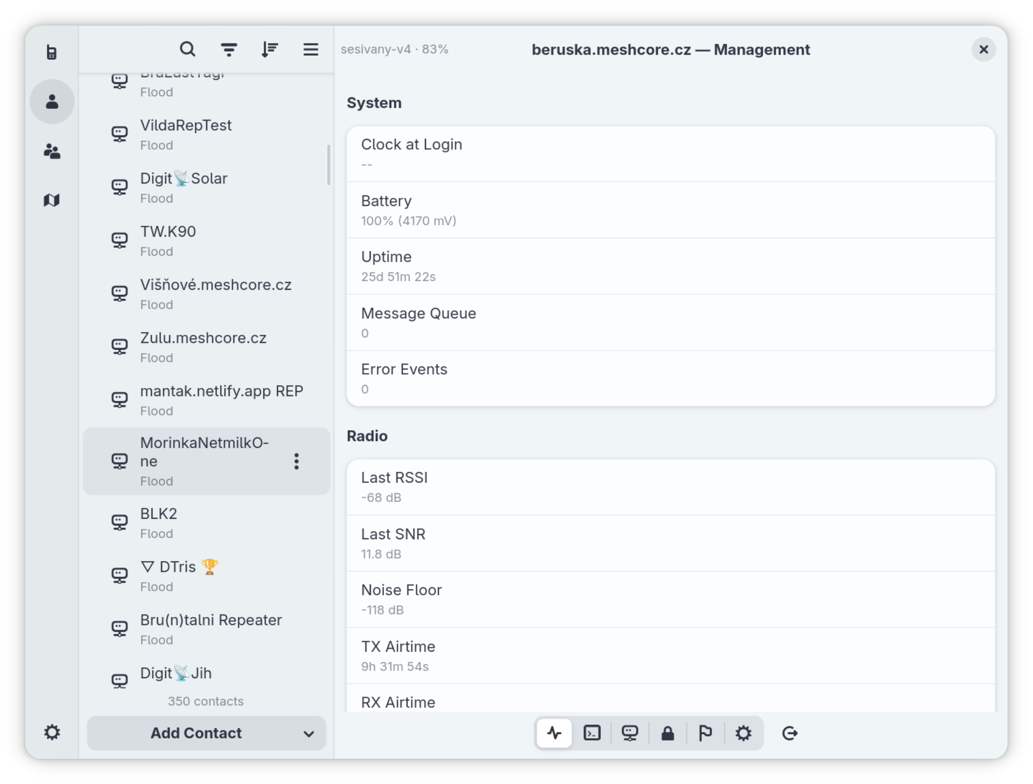 Contacts and device statistics